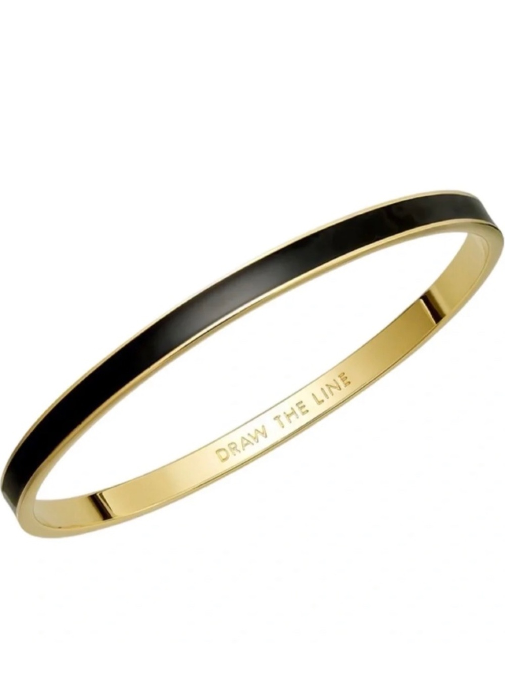 Kate Spade Draw the Line Black Enamel Gold Bangle Bracelet